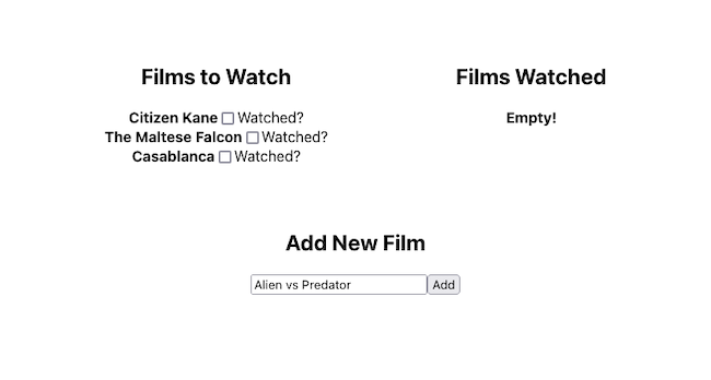 The initial display of the example application The initial display of the example application