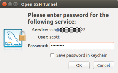 The SSH password dialog The SSH password dialog
