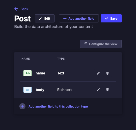 Strapi with a completed Post collection Strapi with a completed Post collection