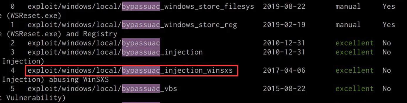 search bypassuac output search bypassuac output