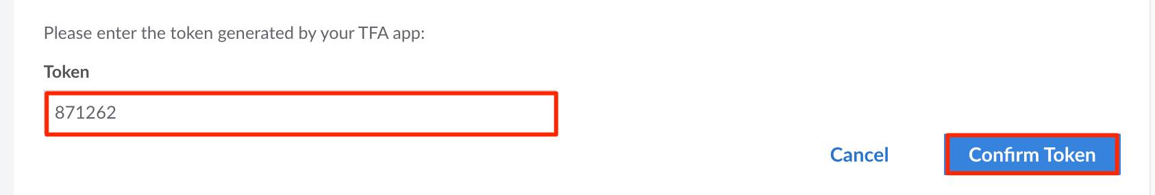 Enter the 2FA token Enter the 2FA token